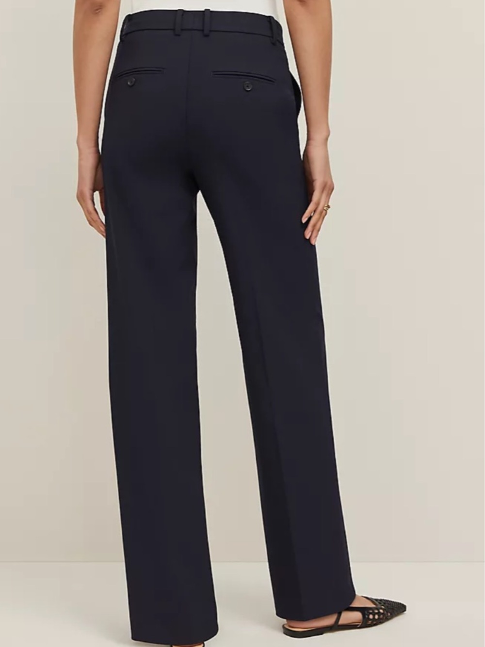 Ann Taylor Navy Straight-Leg Work Trousers - Picture 3 of 3